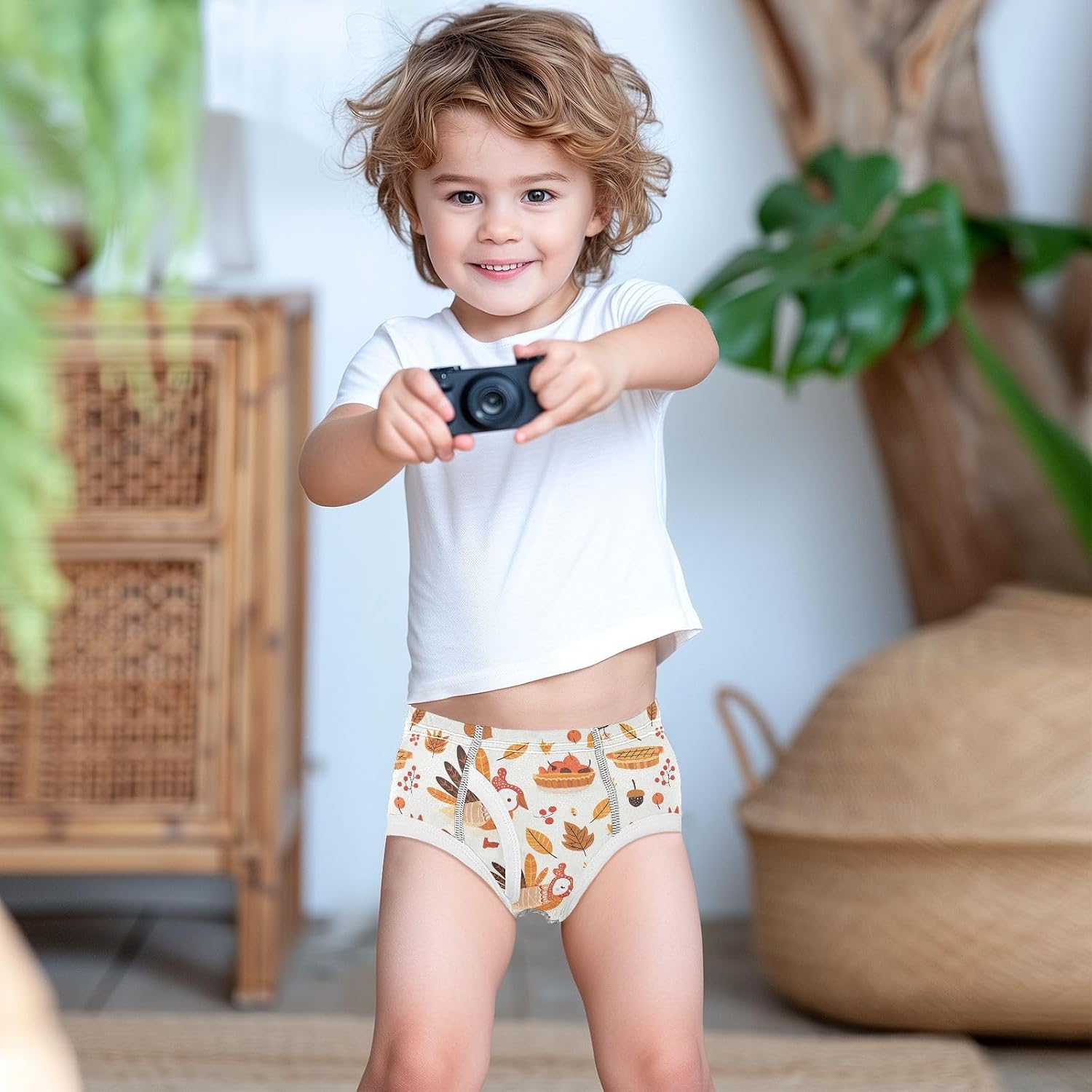 visesunny Boys Cotton Underwear Thanksgiving Pumpkin Pie Turkey Printed Toddler Soft Training Briefs Size 2T-8Y for Kids