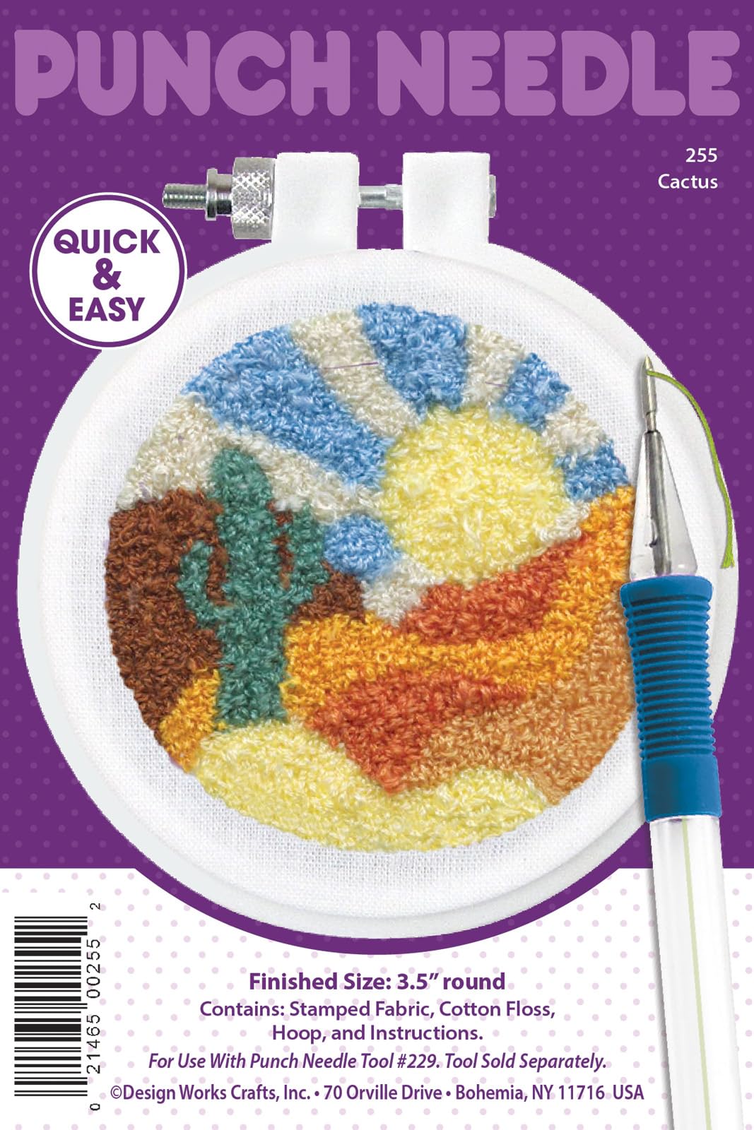 Design Works Crafts Inc. Cactus Punch Needle Kit, White