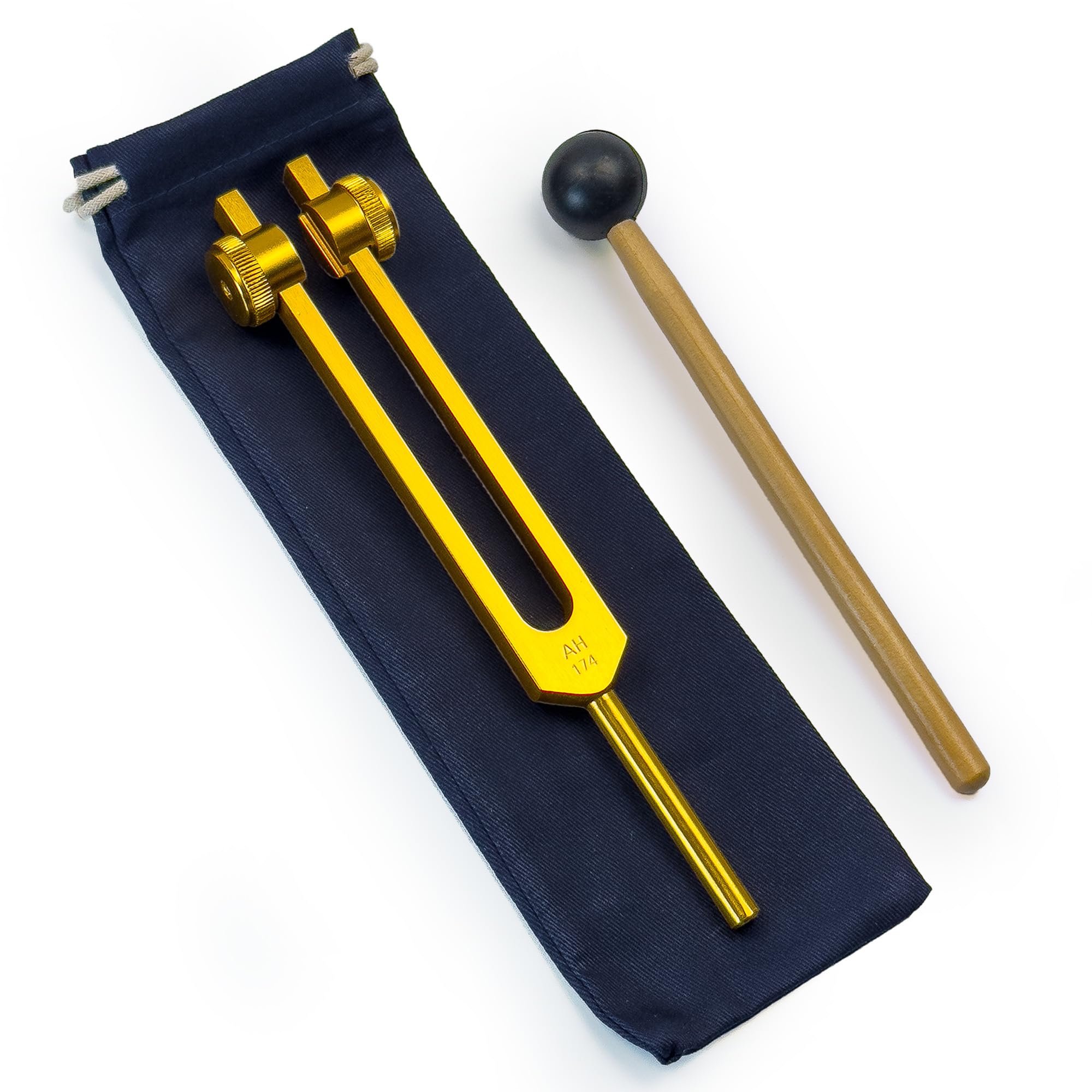 174 Solfeggio - Tenedor de afinación con peso para curación con bolsa de transporte y golpeador, curación de sonido y armonización de biocampo, instrumentos de curación de sonido, herramientas de
