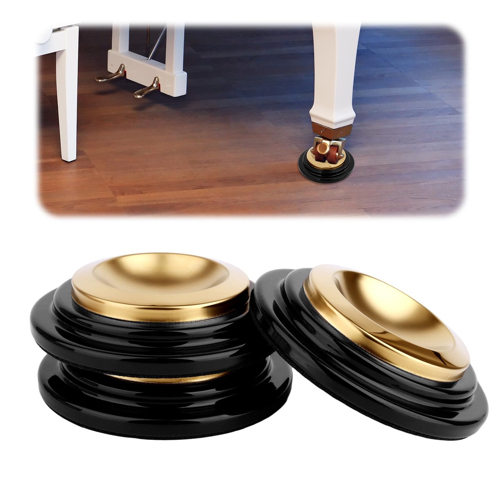 Gosknor 3pcs Grand Piano Caster Cups, Non-Slip Piano Floor Protectors