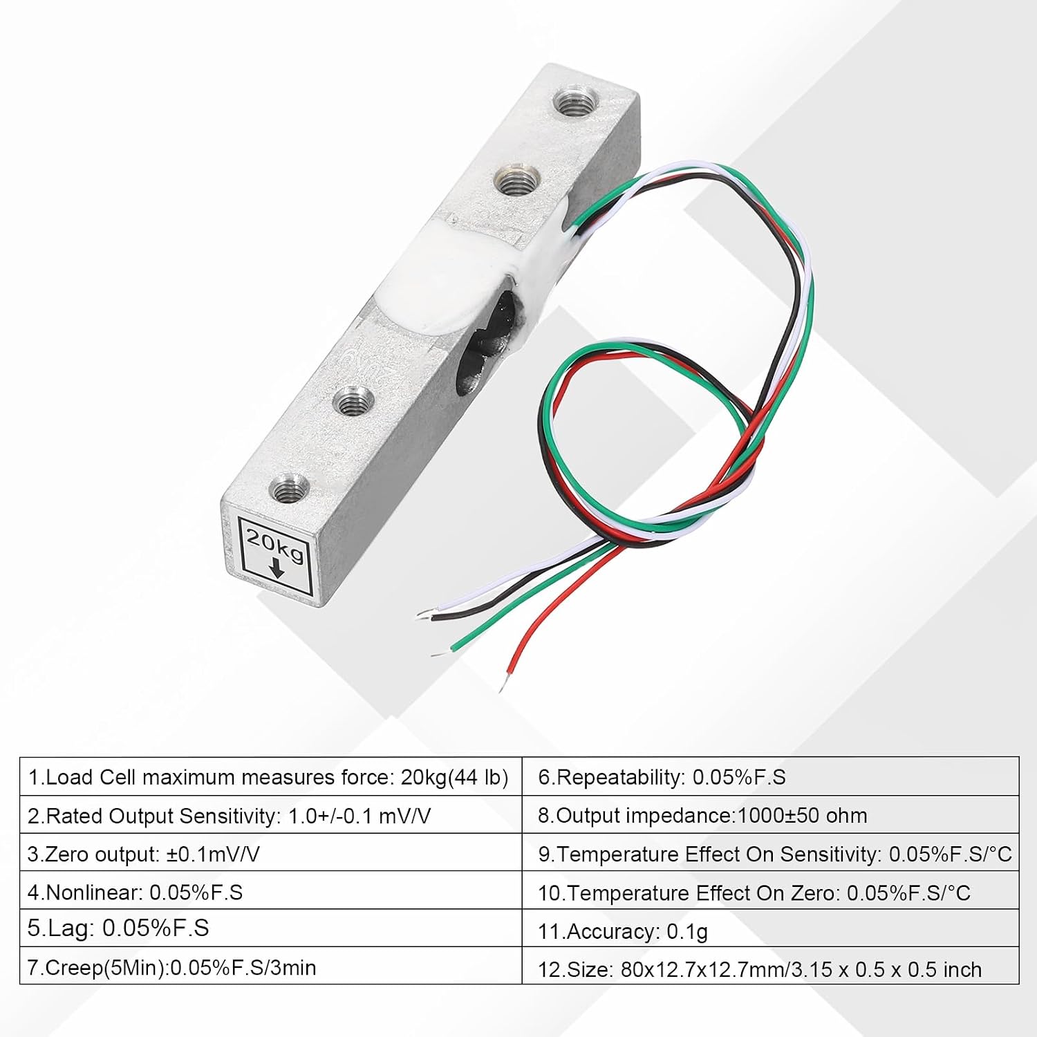 MECCANIXITY 2 Set Digital Load Cell Weight Sensor 20KG + HX711 Module Weighing Sensor 24 Bit Precision A/D Dual-Channel 20x33mm for DIY Portable Electronic Kitchen Scale Kit