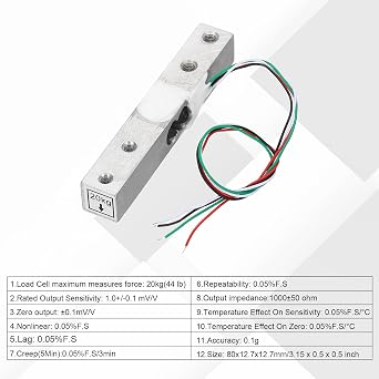 sourcing map 4 Set Digital Load Cell Weight Sensor 20KG + HX711 20x33mm