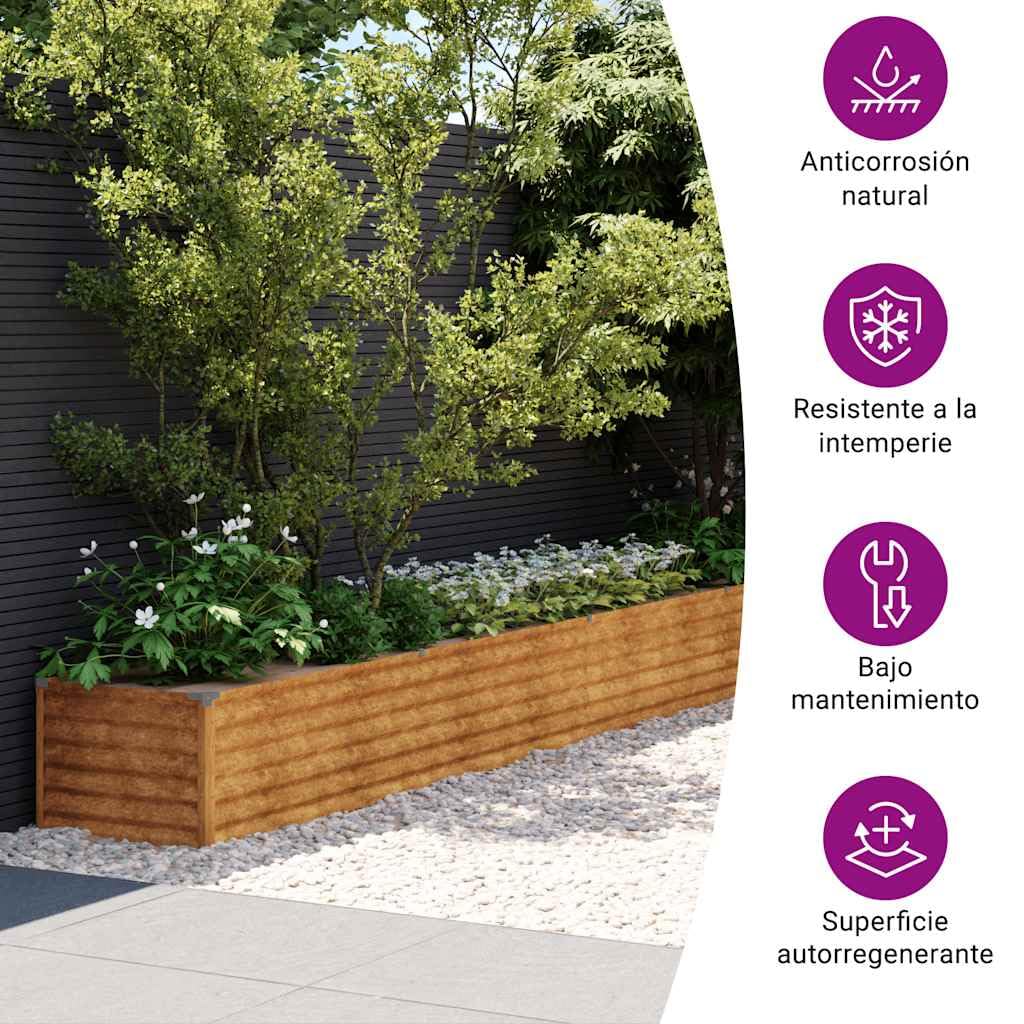 vidaXL Jardinera elevada de Acero corten 386x50x36 cm