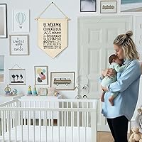 Vista 2 de Letrero colgante de lona con texto en inglés «Be Strong and Courageous,Do Not Be Afraid or Discouraged»