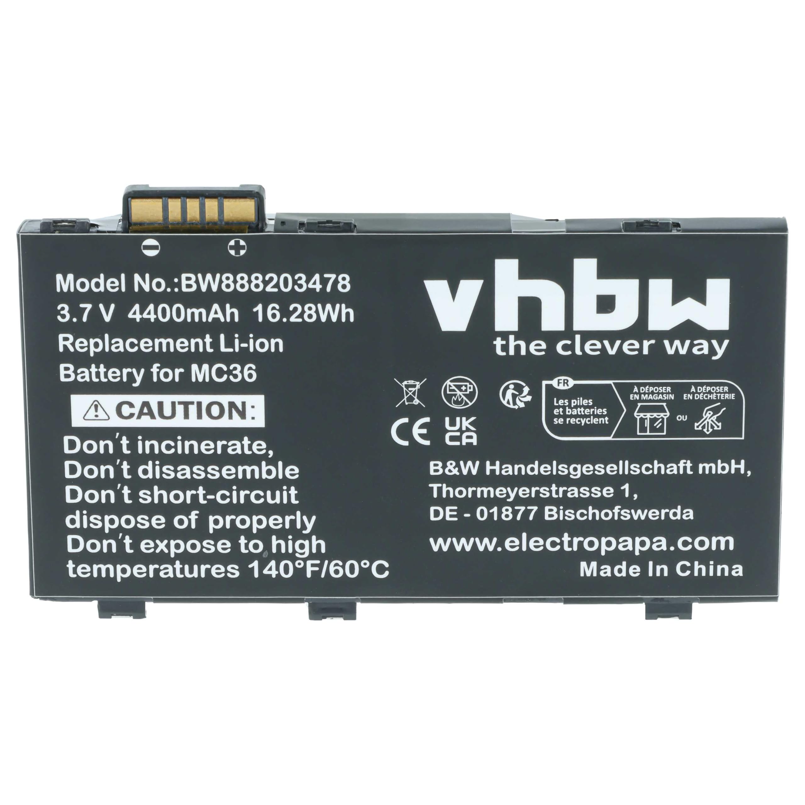 vhbw Batterie Compatible avec Zebra RFD8500 Ordinateur Mobile PDA Scanner (4400mAh, 3,7V, Li-ION)
