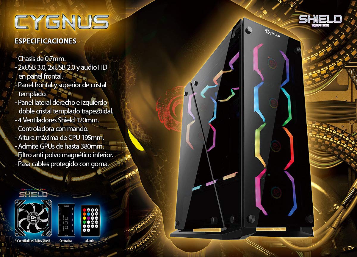 TALIUS Caja Gaming. PC de Juego de Torre ATX. Estilo Tal (Tal-Cygnus)