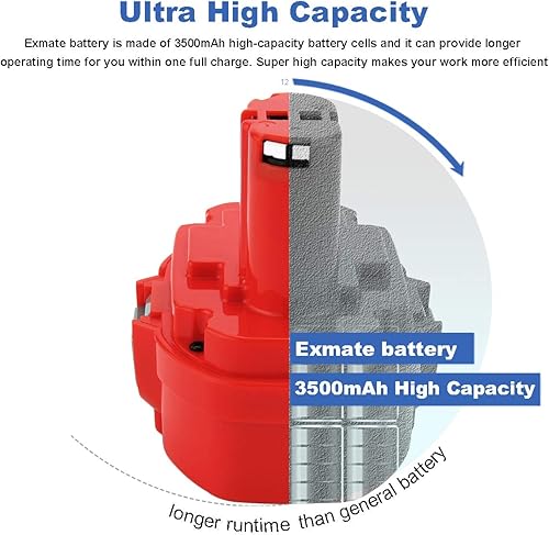 Miniatura 4 de Exmate Batería de repuesto de 18V 3.5Ah compatible con Makita 1822 1823 1834 1835 192826-5 192827-3 192829-9 193159-1 193140-2 193102-0 194105-7 34