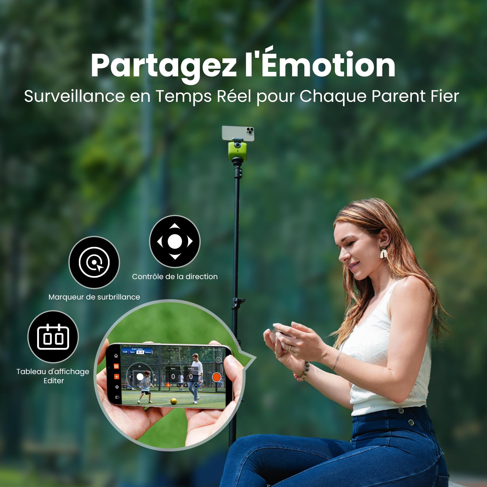 XbotGo Chameleon Caméra d'action Sport 4K 60FPS - SuiviFootball & Enregistrement Basket pour Sports Collectifs, Diffusion Live, Installation Facile, Compatible iOS & Android (Graphite Lave)