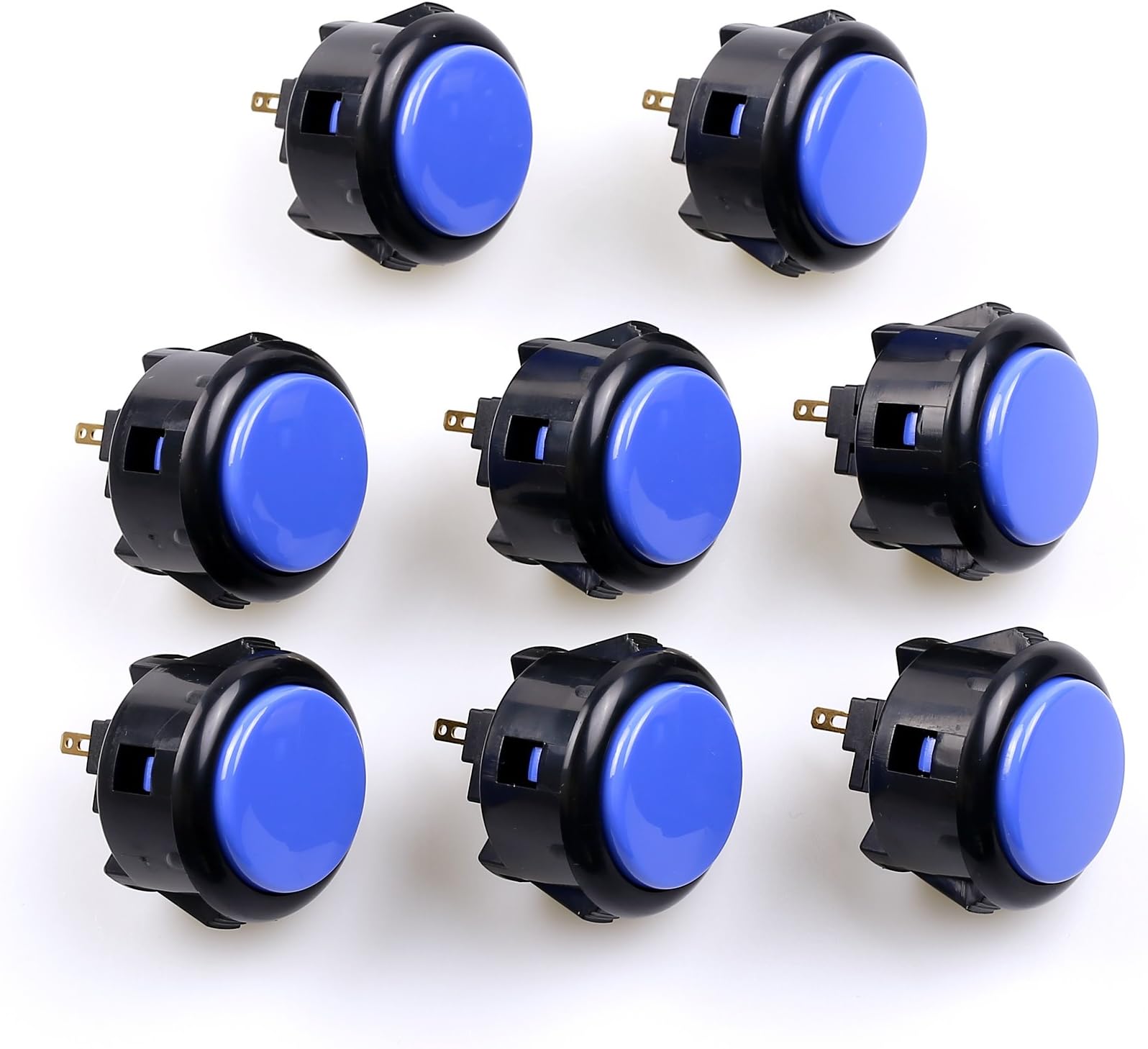 8 pcs OBSF-30 Original Push Button 30mm - for Arcade Jamma Video Game & Arcade Joystick Games Console (Black & Blue), Use for Arcade Game Machine Cabinet S@NWA