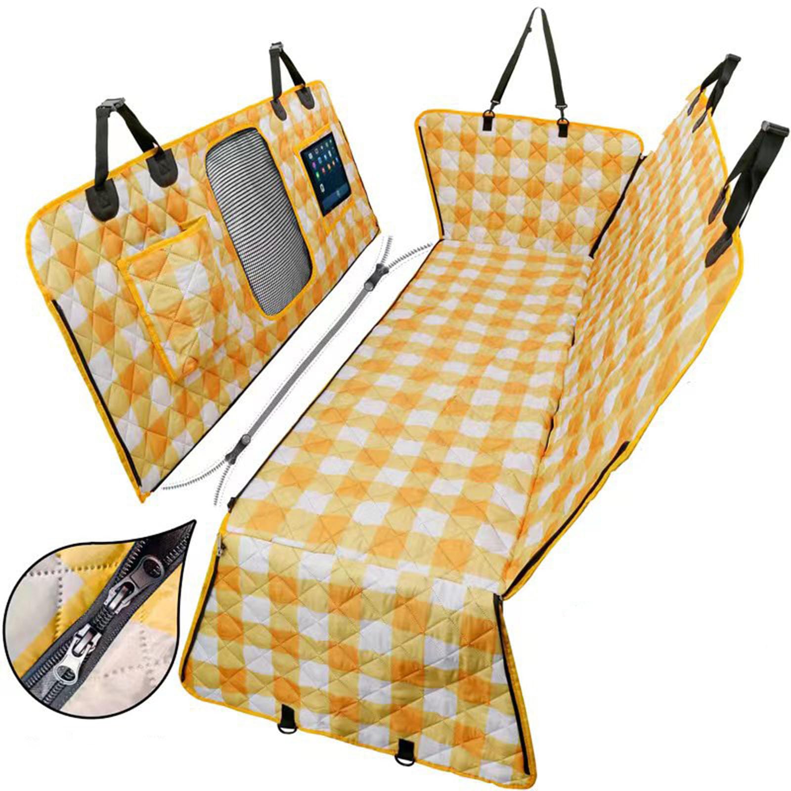 Cuscino per seggiolino Auto per Animali Domestici, Cuscino per Auto per Cani, Antisporco a Doppio Strato, Cuscino per Cane nell'auto Posteriore, Universale per Tutti i Cani (Orange)