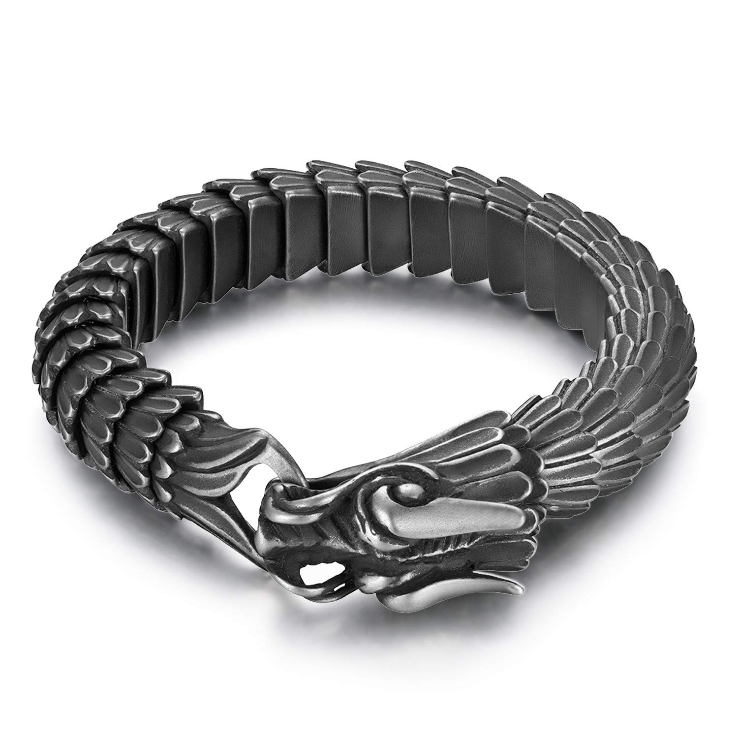 神秘的な龍デザイン – 強さと品格を兼ね備えたシルバーブレスレット Amazon.co.jp: JEWELRYWE 龍 ブレスレット ドラゴン