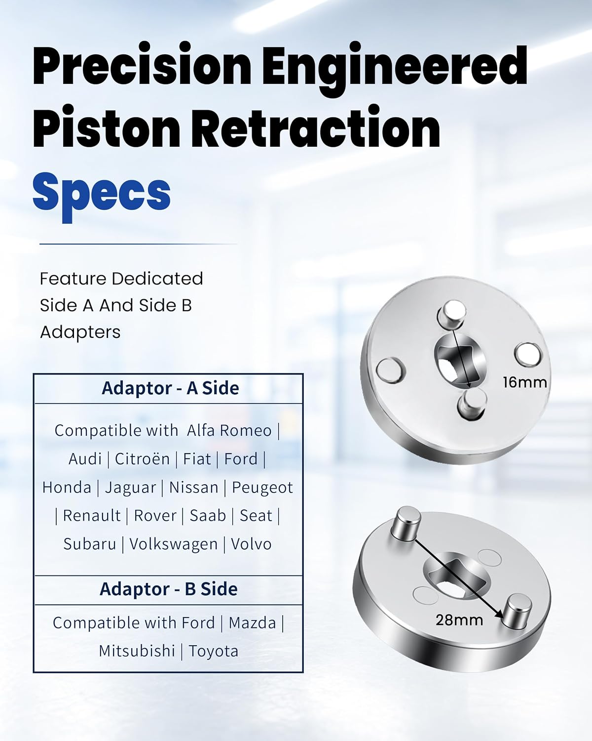 5pcs Car Brake Piston Wind Back Tool Magnetic Spindle