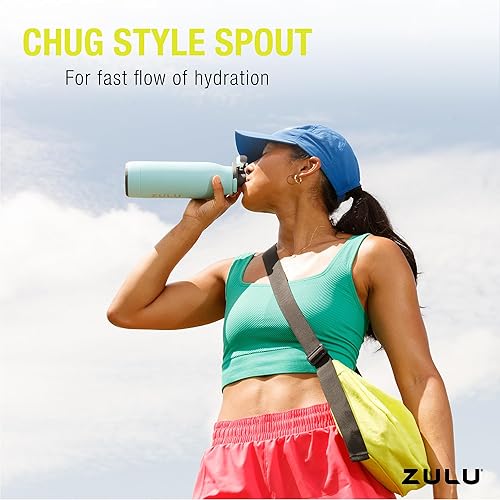 Miniatura 5 de ZULU Ace - Botella de agua de acero inoxidable aislada al vacío con boquilla de chug, tapa de bloqueo a prueba de fugas y base extraíble para