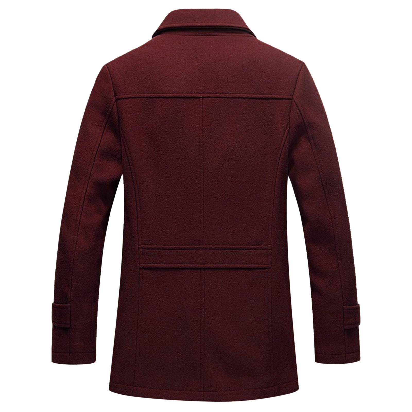 Chaquetas Hombre Cremallera Abrigo Hombre Invierno Cómodo Medio Largo De Lana De Doble Cuello Y Cierre Claro Para Hombre