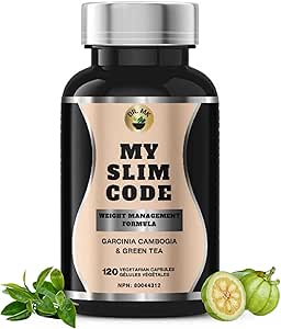 My Slim Code by Dr. MK - Weight Management Formula – Natural support of metabolism &amp; appetite control - Garcinia Cambogia &amp; Green Tea – 120 Vegetarian Capsules – Made in Canada