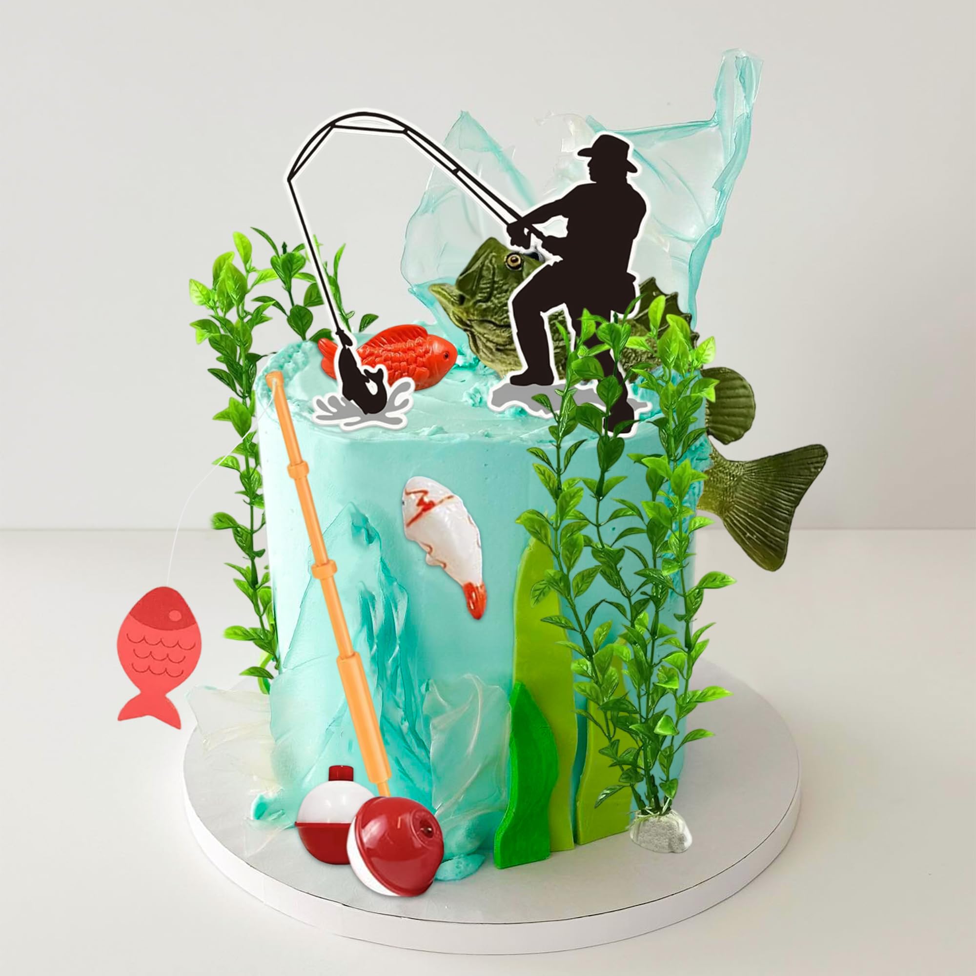 17 pezzi Decorazioni per torte tema pesca, decorazioni per torte di