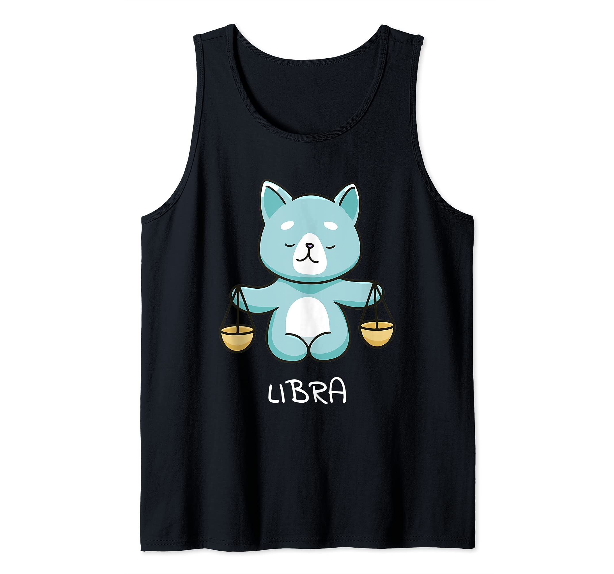 Libra Cat Zodiac Signs Kawaii Astrology Cats Horoscope Tank Top, Black