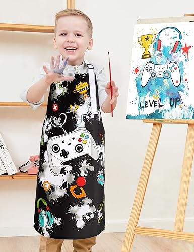 Miniatura 5 de WERNNSAI Delantales artísticos para cocinar, delantal de pintura para niñas y niños Juego