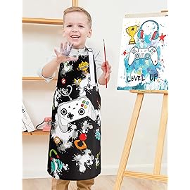 WERNNSAI Game Kids Art Aprons for Cooking - Kids Painting Apron for Boys age 11-15, Toddler Kid Art Smock Toddler Chef Aprons for Children Kitchen Baking Gardening Party Birthday Gift