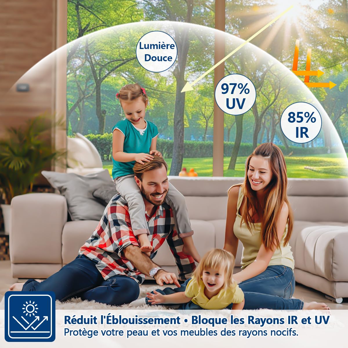 Zindoo Film Fenetre Anti Regard Film Anti Chaleur 105×200cm Film Miroir avec Kit de Pose Anti UV Bon Effet Miroir Protection de la Vie Privée Protéger du Soleil pour Fenêtre Maison Bureau Magasin