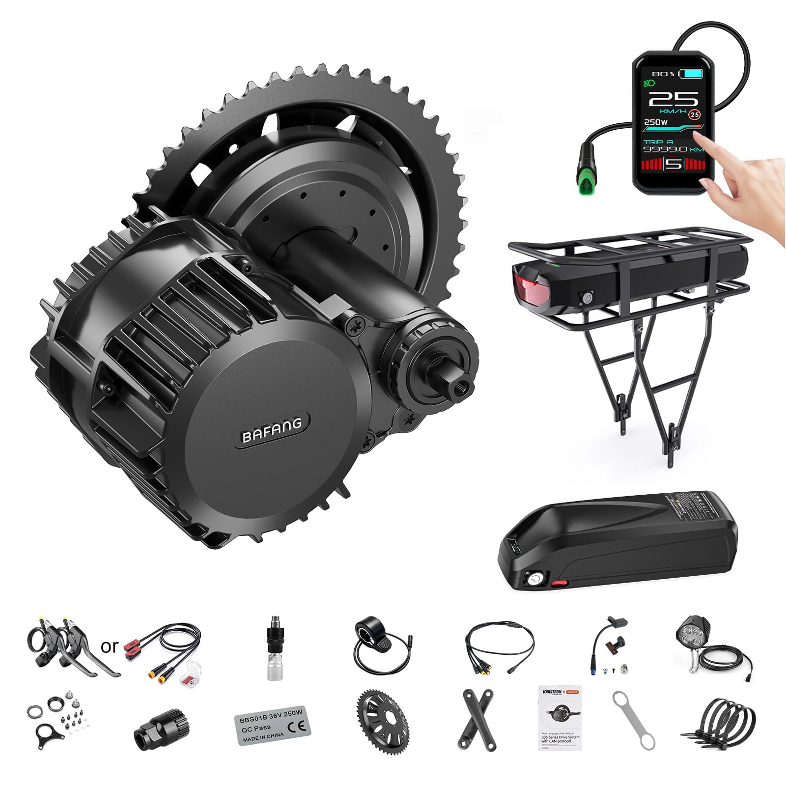 1000W Mid Drive Kit with Battery,48V/52V BBS-HD BBS03 Conversion Kit