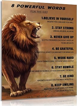 Dazzlewall Motivational Lion Wall Decor Poster, Inspirational Positive Quotes Wall Poster for Bedroom Gym Office Decor 12x16 in Unframed