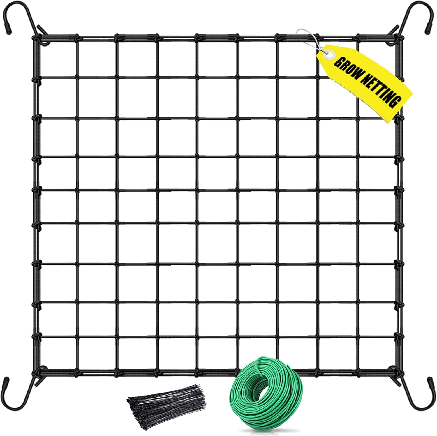 3x3 Grow Tent Trellis Netting with 16.4Ft Soft Plant Ties