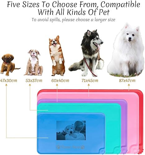 Miniatura 4 de OXYEFEI Tapete personalizado de comida para perros y gatos, tapete para perros para comida y agua, tapete de silicona para tazones de comida para