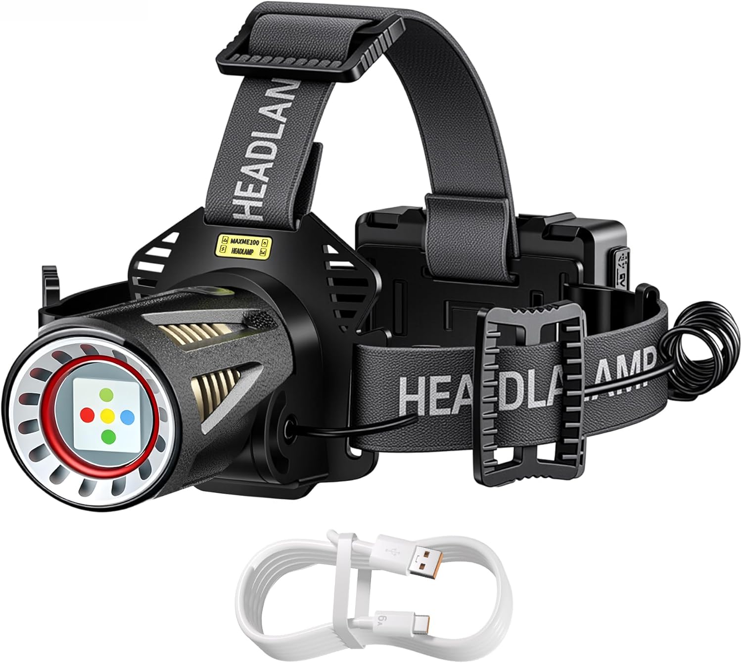 Long Range Rechargeable Headlamp, 5-Color-in-1, Zoomable Hunting Headlamp for Coyotes Hog Predators, Blood Tracking Light, Head Lamp Light for Search Rescue Outdoor Use Emergencies Gift