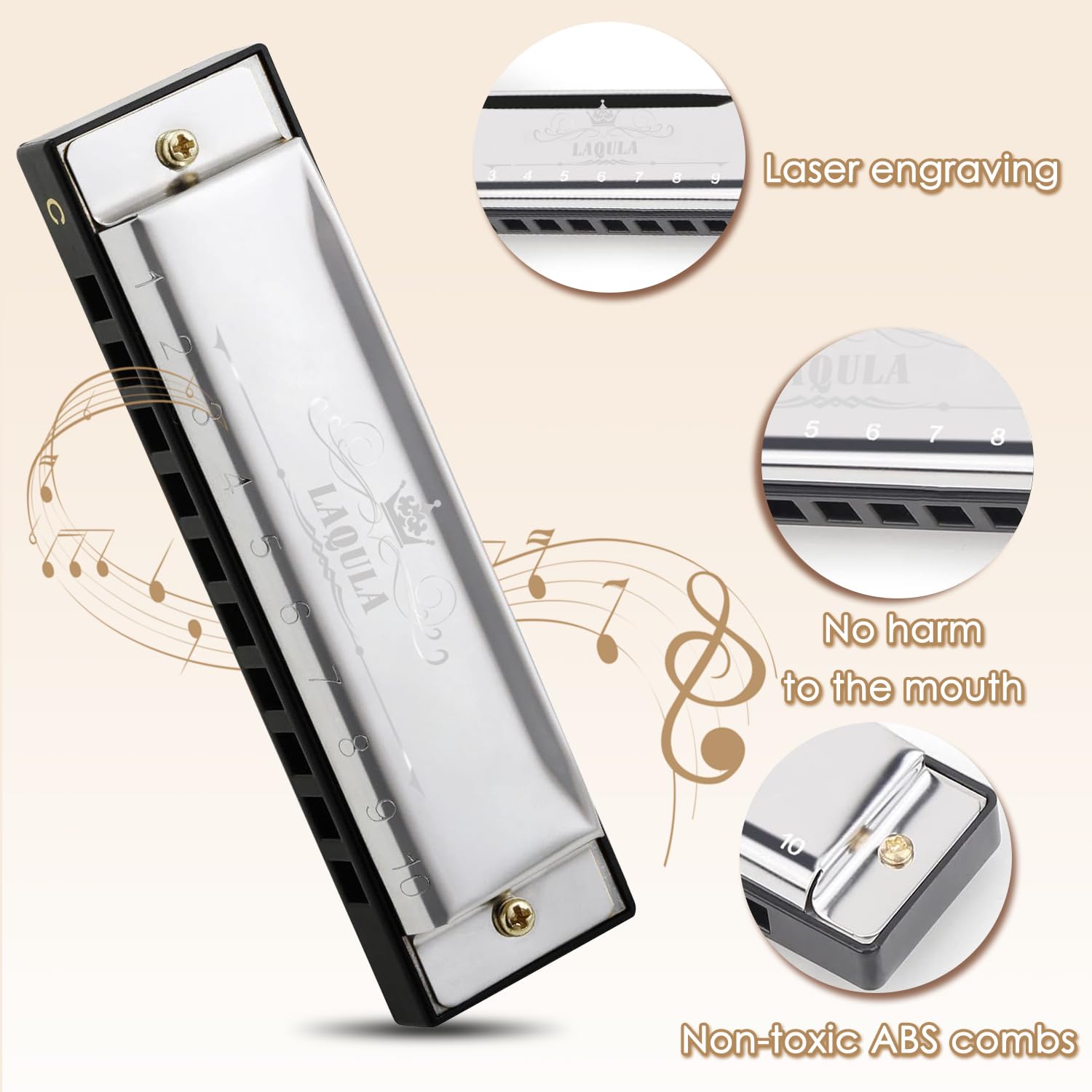Armonica Blues Diatonica Chiave di C Arpa Armonica a Bocca 10 fori con Custodia Protettiva, Armonica Standard Regali per Adulti, Professionisti, Principianti e Studenti