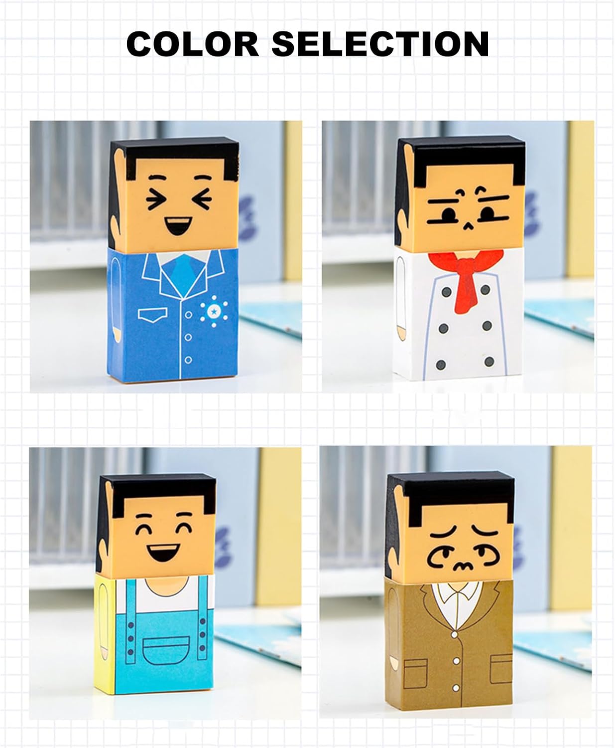 Novelty Balding Men Shape Erasers Large Art Eraser Cartoon Easy Erasing for Writing Drawing Novelty Eraser