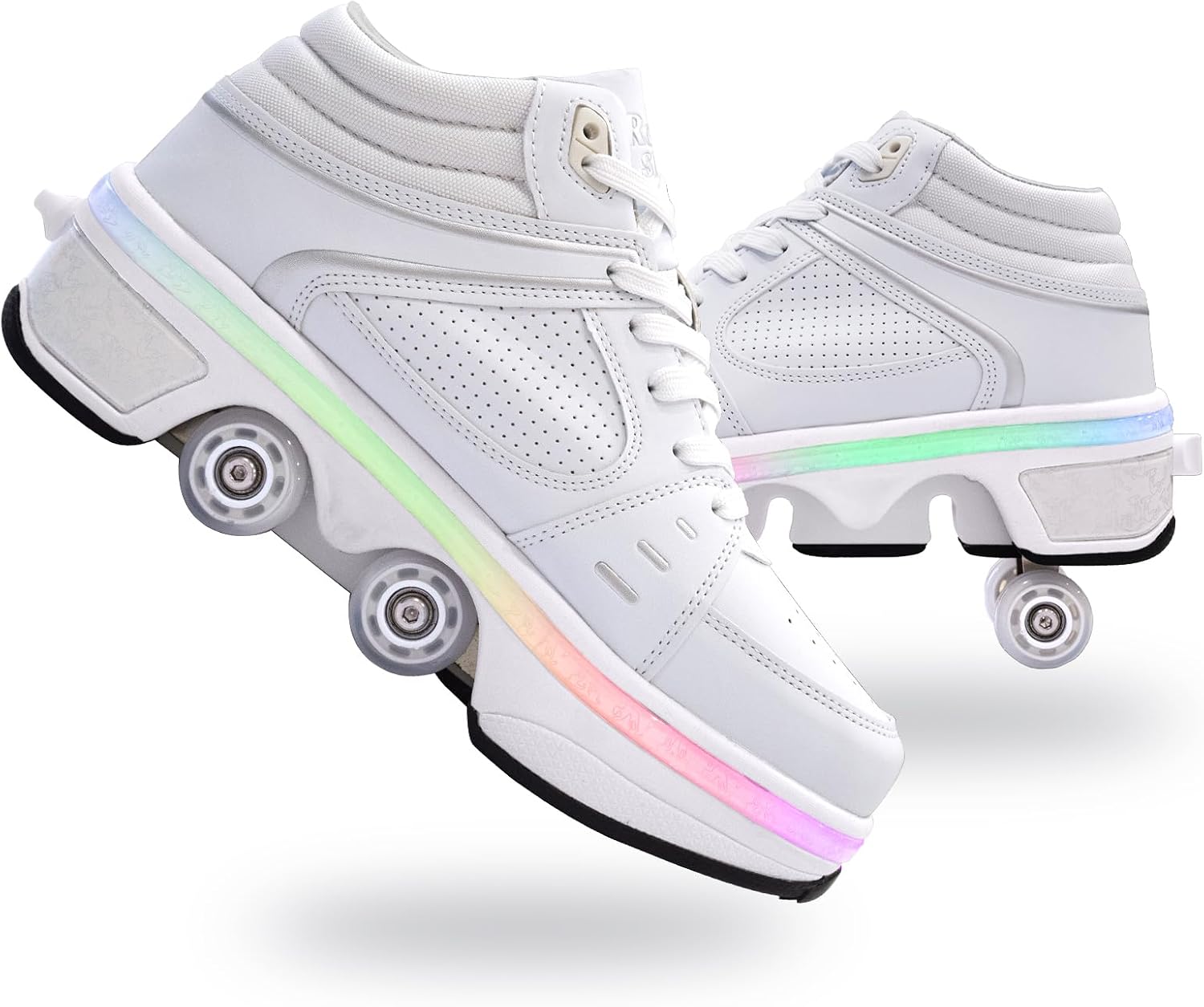 Roller Skate Shoes for Girls, Kids, Women, Men,Double-Row Skating Shoes,Retractable Wheels Sneakers,Adjustable Parkour Roller Skates,Deformation Sneakers Outdoor
