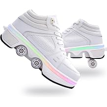 Roller Skate Shoes for Girls, Kids, Women, Men,Double-Row Skating Shoes,Retractable Wheels Sneakers,Adjustable Parkour Roller Skates,Deformation Sneakers Outdoor