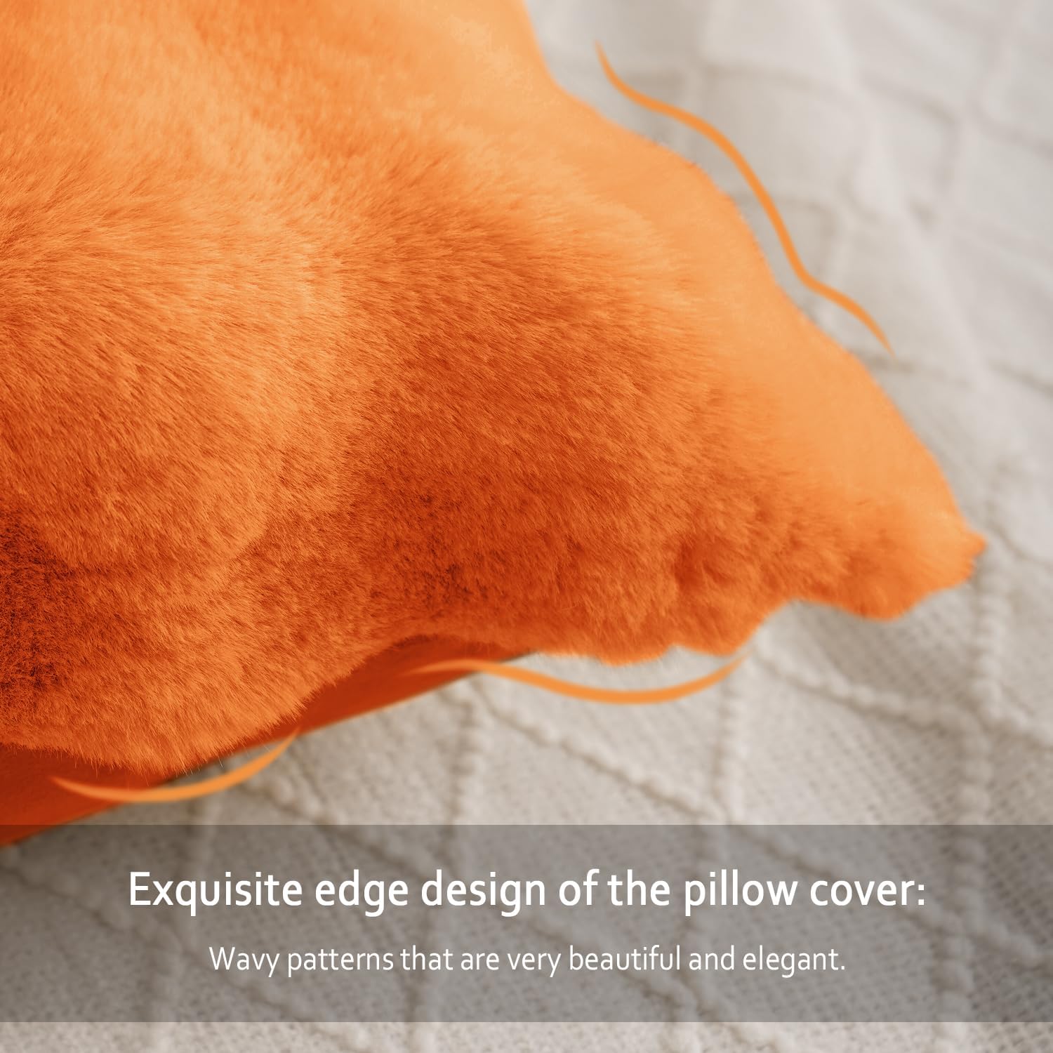 SOMAHE Plush Throw Pillow Covers Set of 2 Faux Fur Couch Pillowcase for Office Home Sofa Decor Soft Pillow Cover Orange 20x20 Inch