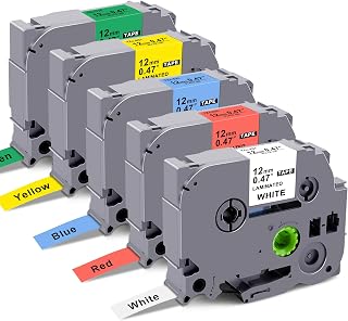 5-Pack Compatible with Brother TZe TZ Tape 12mm 0.47 Laminated Multi Color