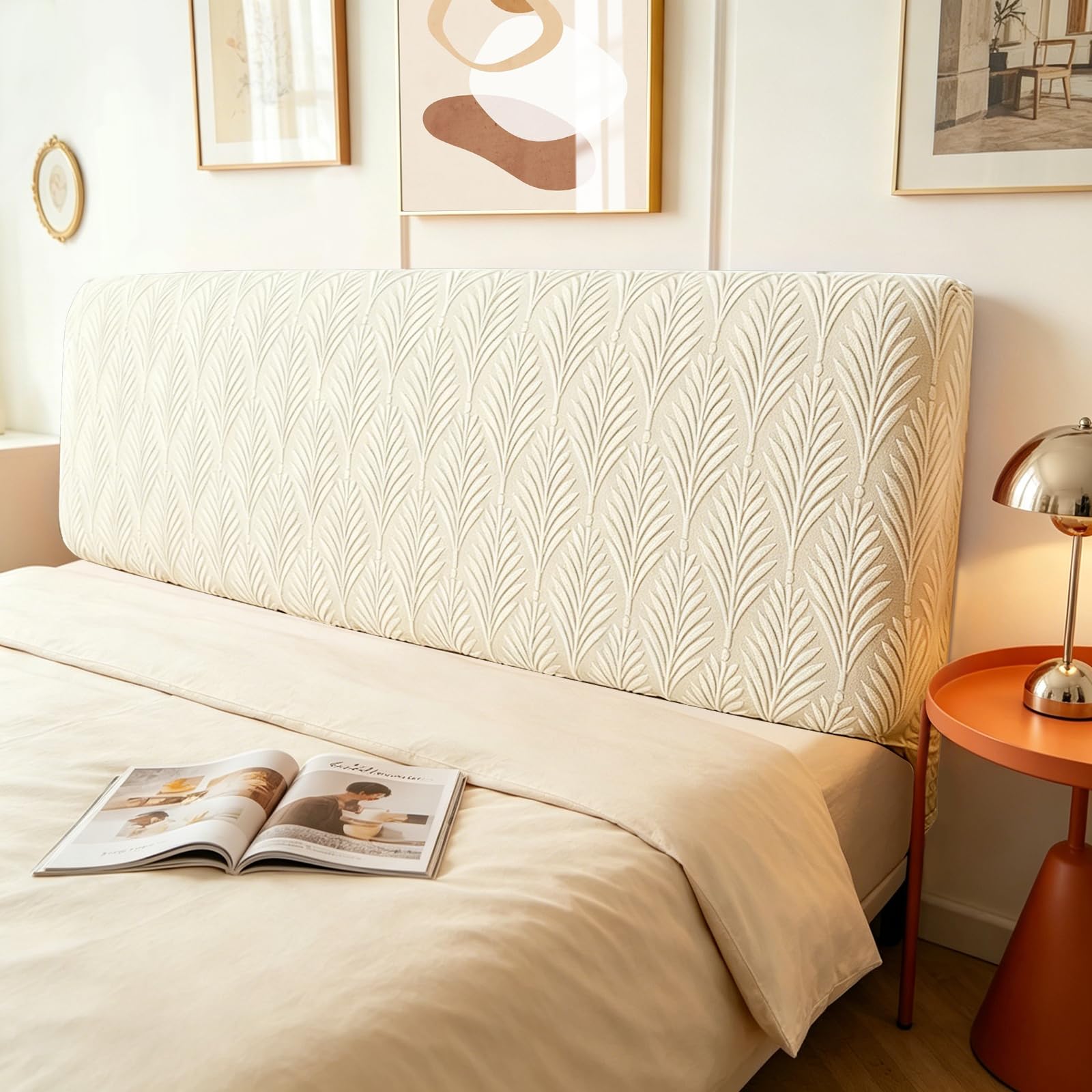 Pxvelcn Headboard Cover Full Wrapped, Stretch Jacquard Headboard Slipcover