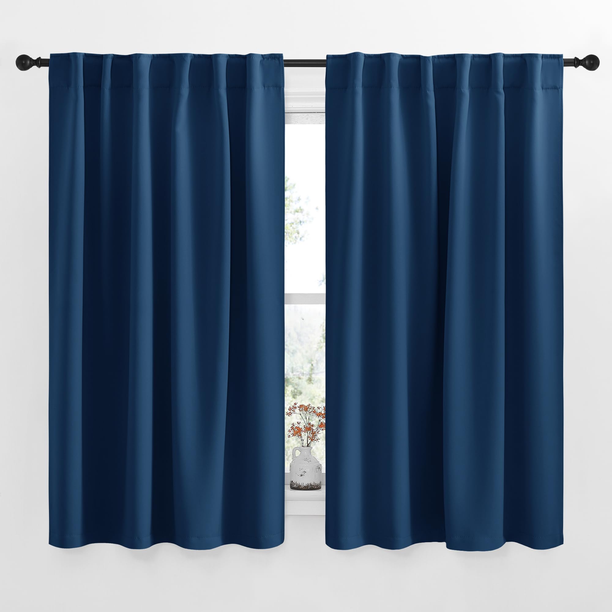 NICETOWN Blackout Curtains Window Drapes - (Moroccan Blue Color) 52 inches W by 54 inches L, Set of 2, Blackout Curtain Panels for Boy's Nursery