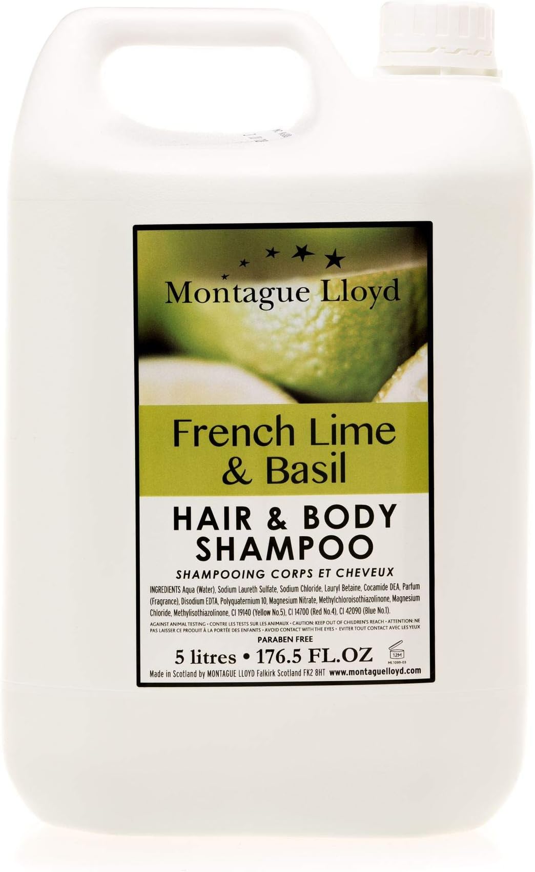 French Lime and Basil Shampoo 5L Commercial Refill Made in Scotland