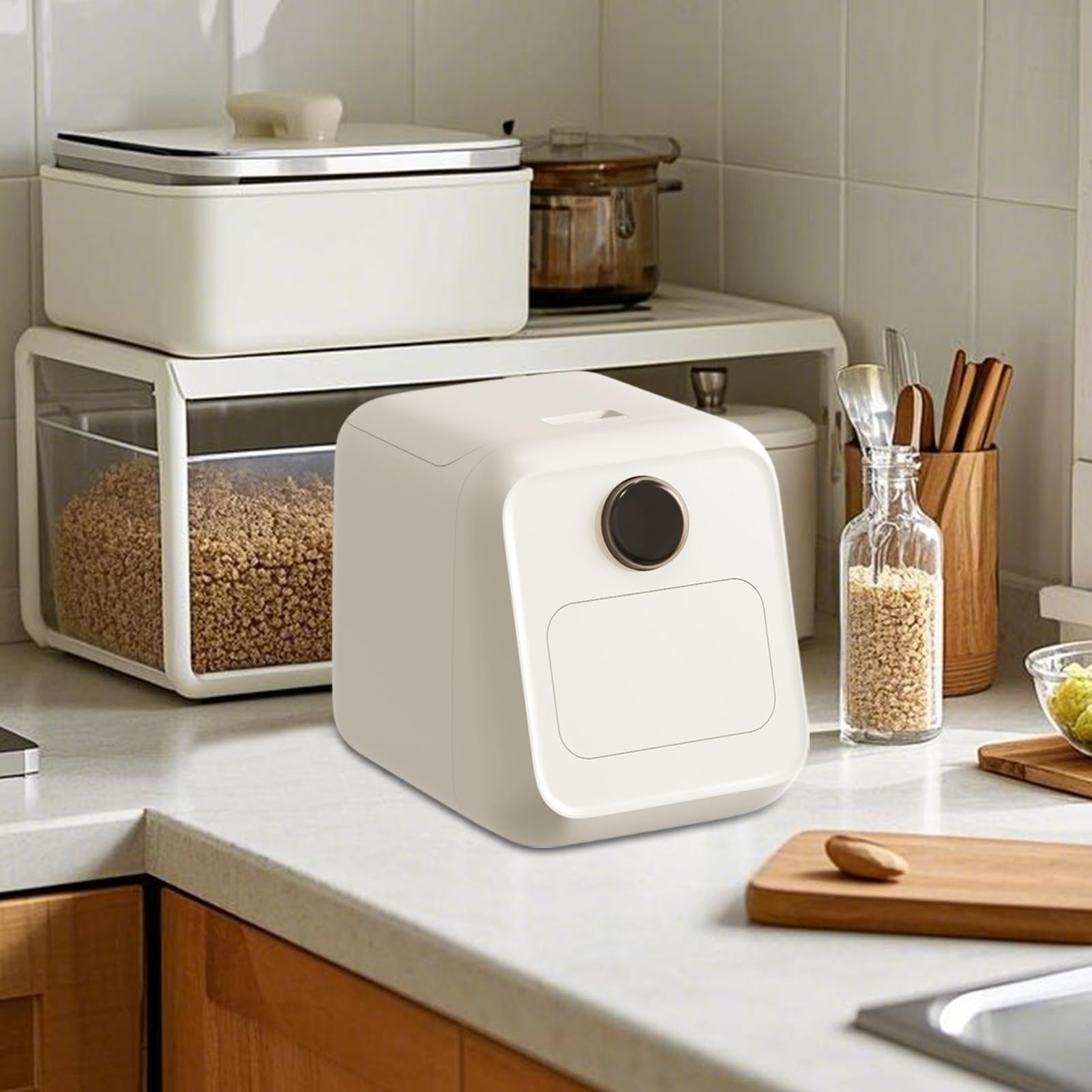 Contenedor de arroz | Contenedor de almacenamiento para cereales | con taza medidora | herméticos recipientes de almacenamiento para harina, azúcar, cereales, para cocina, hornear