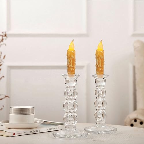 Miniatura 3 de CVHOMEDECO. Velas de cera real sumergidas a mano con temporizador, luces LED rústicas sin llama, 4-34 pulgadas, naranja, 6 unidades en un paquete