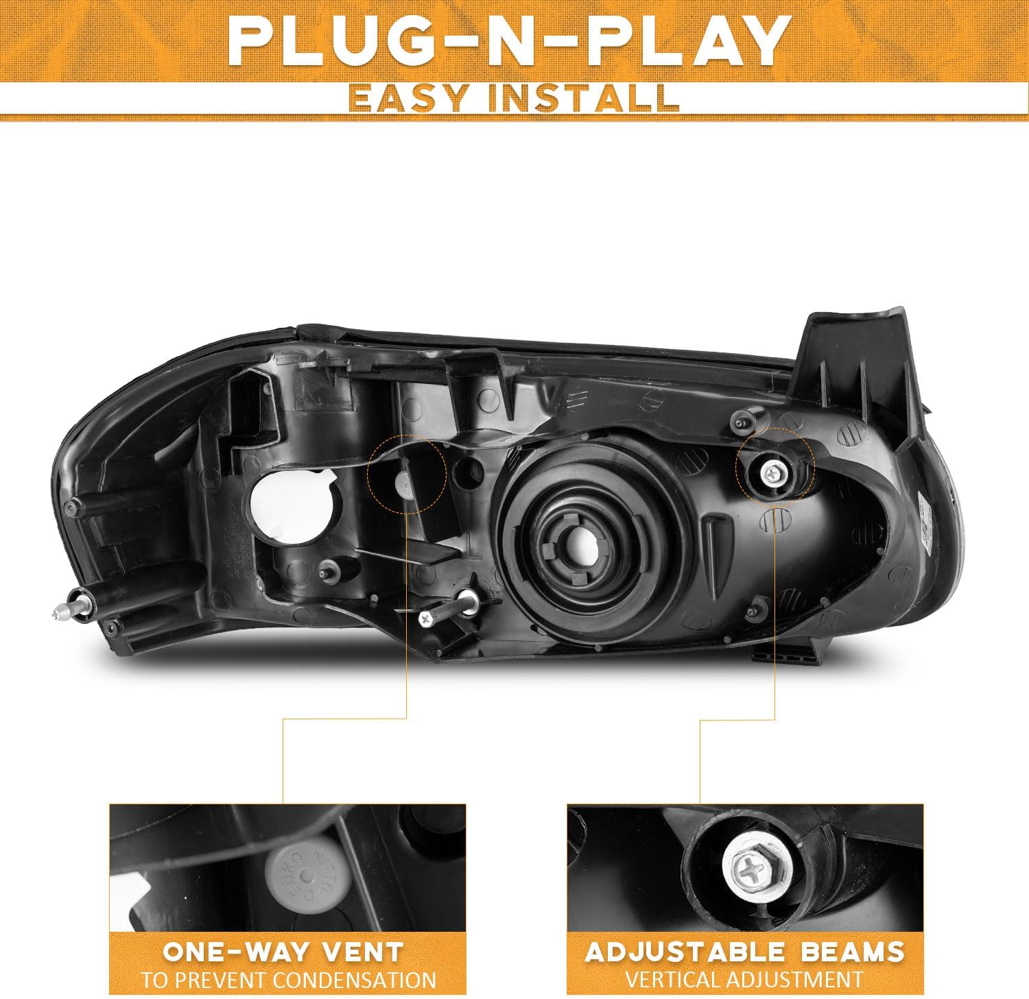 WEELMOTO Headlights For 2000 2001 Nissan Maxima, Direct Replacement Fits 00 01 Maxima Headlamp, Factory Style Headlight Assembly Clear Lens Chorme Housing Driver&Passenger Side