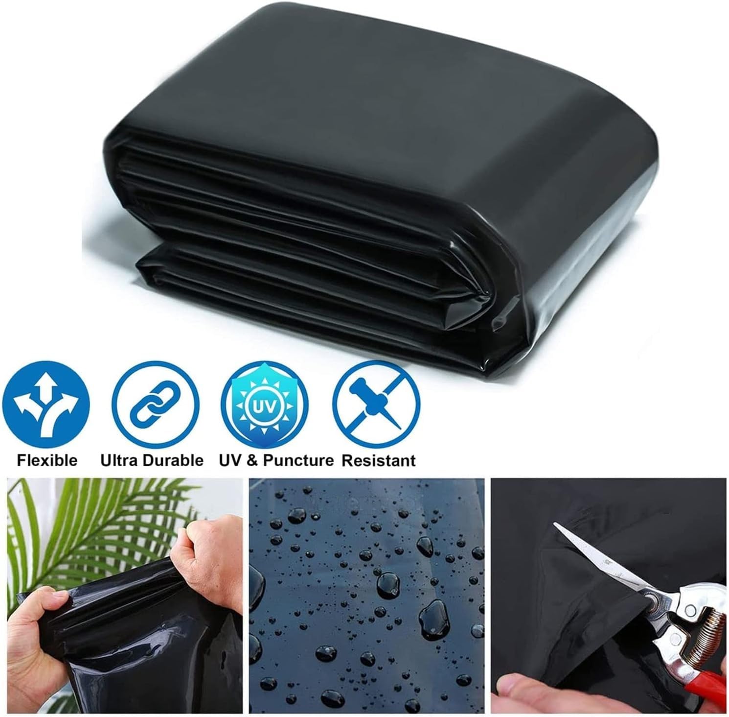 Telo per laghetto in PVC, 4 x 10 m, resistente ai raggi UV e alle intemperie, per laghetti, cascate e paesaggi