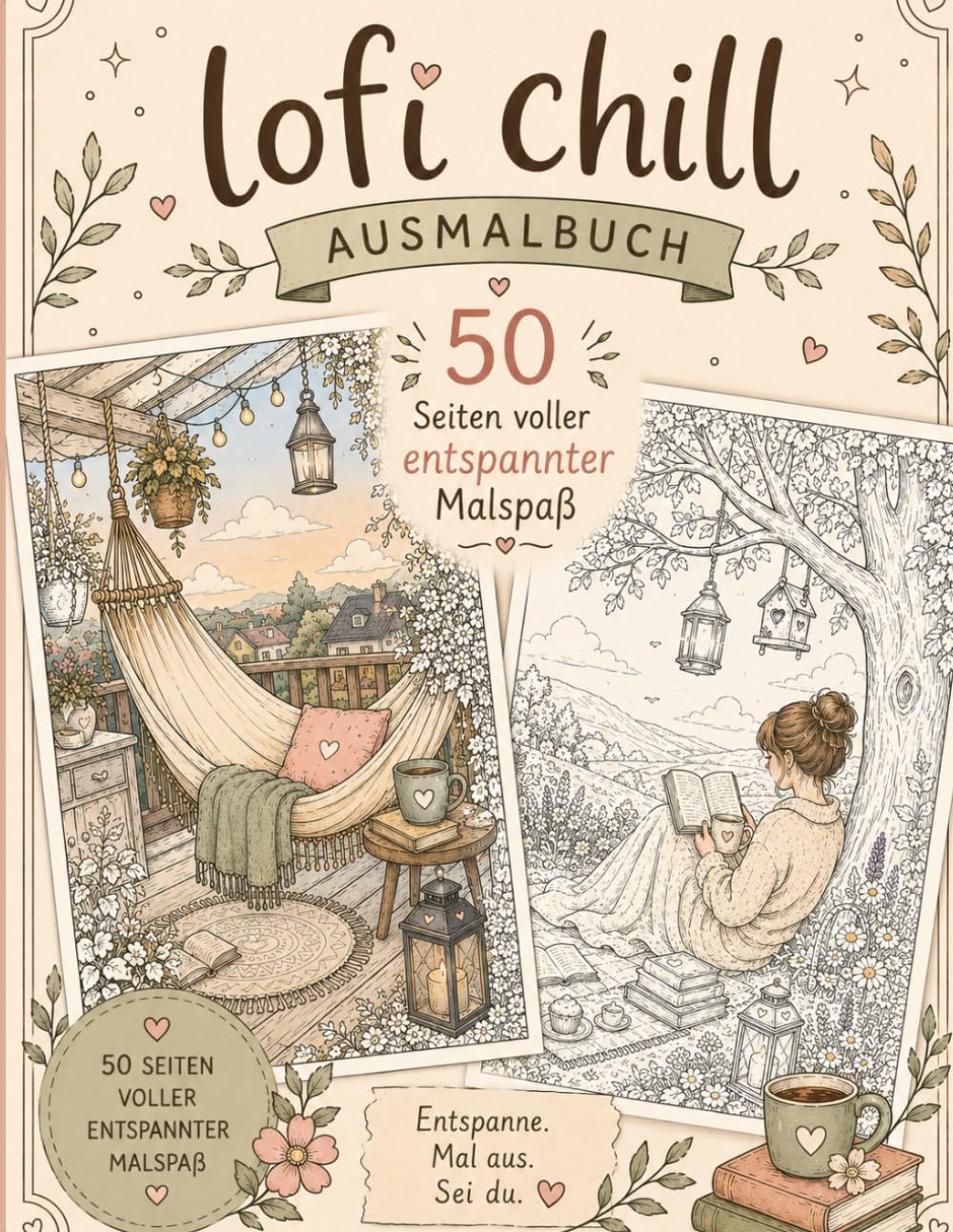 Lofi Chill – Gemütliche Ausmalwelten zum Entspannen -Coloring Book Lofi Chill: Ein gemütliches Ausmalbuch voller Ruhe, Natur und Wohlfühlmomente