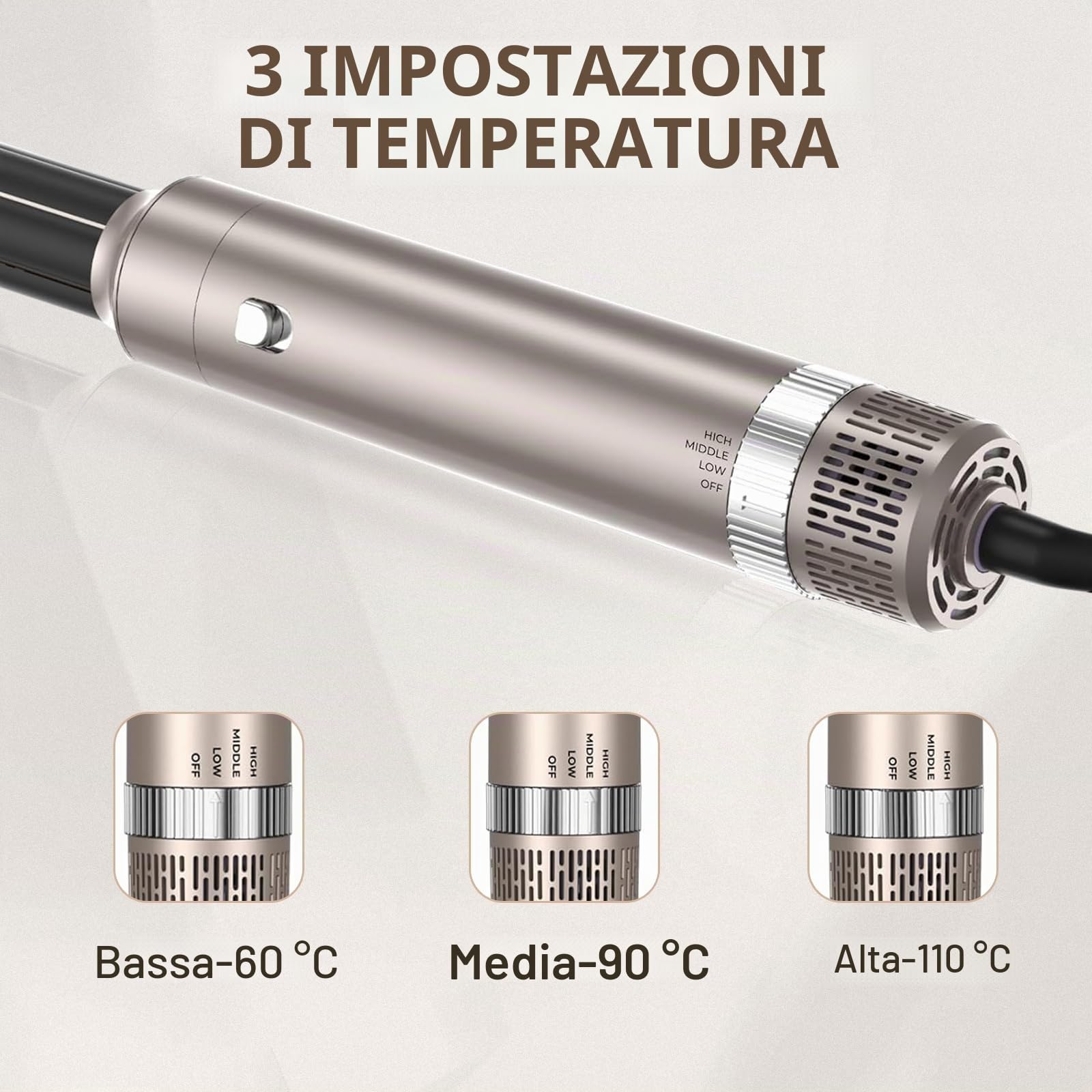 TANSHINE 6 in 1 Auto Wrap Hairstyler, spazzola rotonda ad aria calda, set di spazzole per asciugacapelli, spazzola ad aria calda, Modellatori ad aria calda