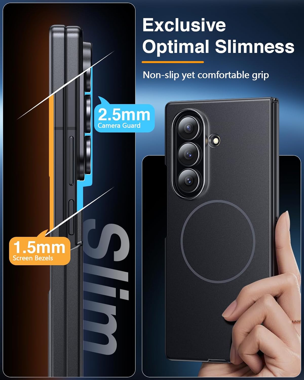 Lanhiem Magnetic for Samsung Galaxy Z Fold 7 Case with Privacy Screen Protector, [Compatible with MagSafe][Anti Spy] Full-Body Protective Slim Phone Case for Galaxy Z Fold 7, Black