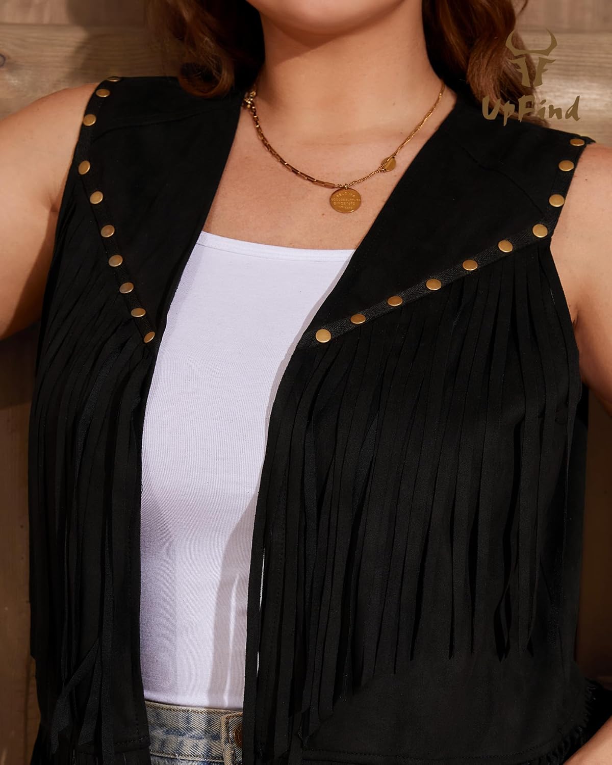 Plus Size Fringe Vest for Women L-4XL 60s 70s Hippie Vest Faux Suede Sleeveless Tassel Jacket Western Cowgirl Outfits - Image 3