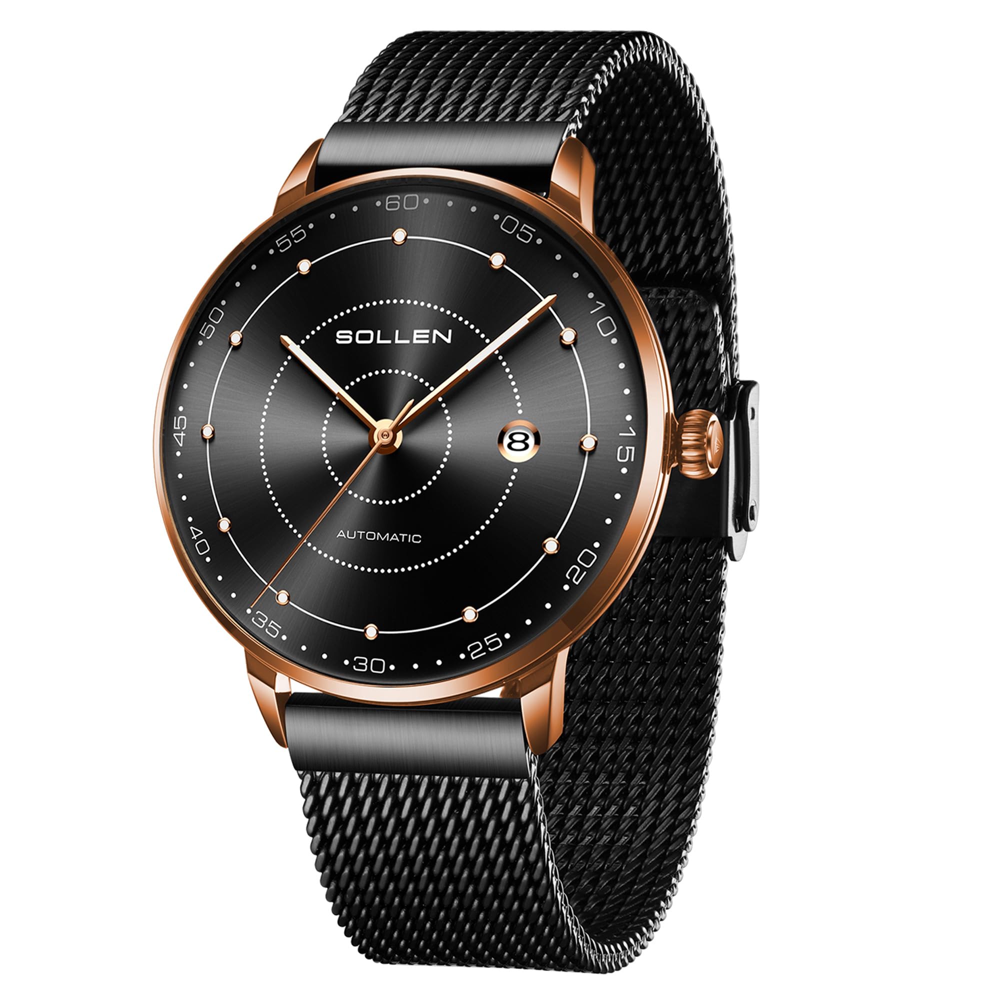 - Automatic Self Winding Watches for Men, Mens Automatic Watch, Mechanical Stainless Steel 3 ATM Waterproof Luminous Luxury Dress Men's Wrist Watches with Calendar, Minimalist Watch Gifts for Men