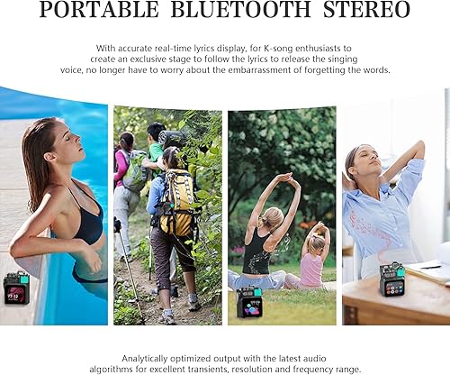 Miniatura 2 de Altavoz Bluetooth portátil con pantalla táctil, emparejamiento estéreo inalámbrico, mini altavoz salvaje resistente para viajes al aire libre,