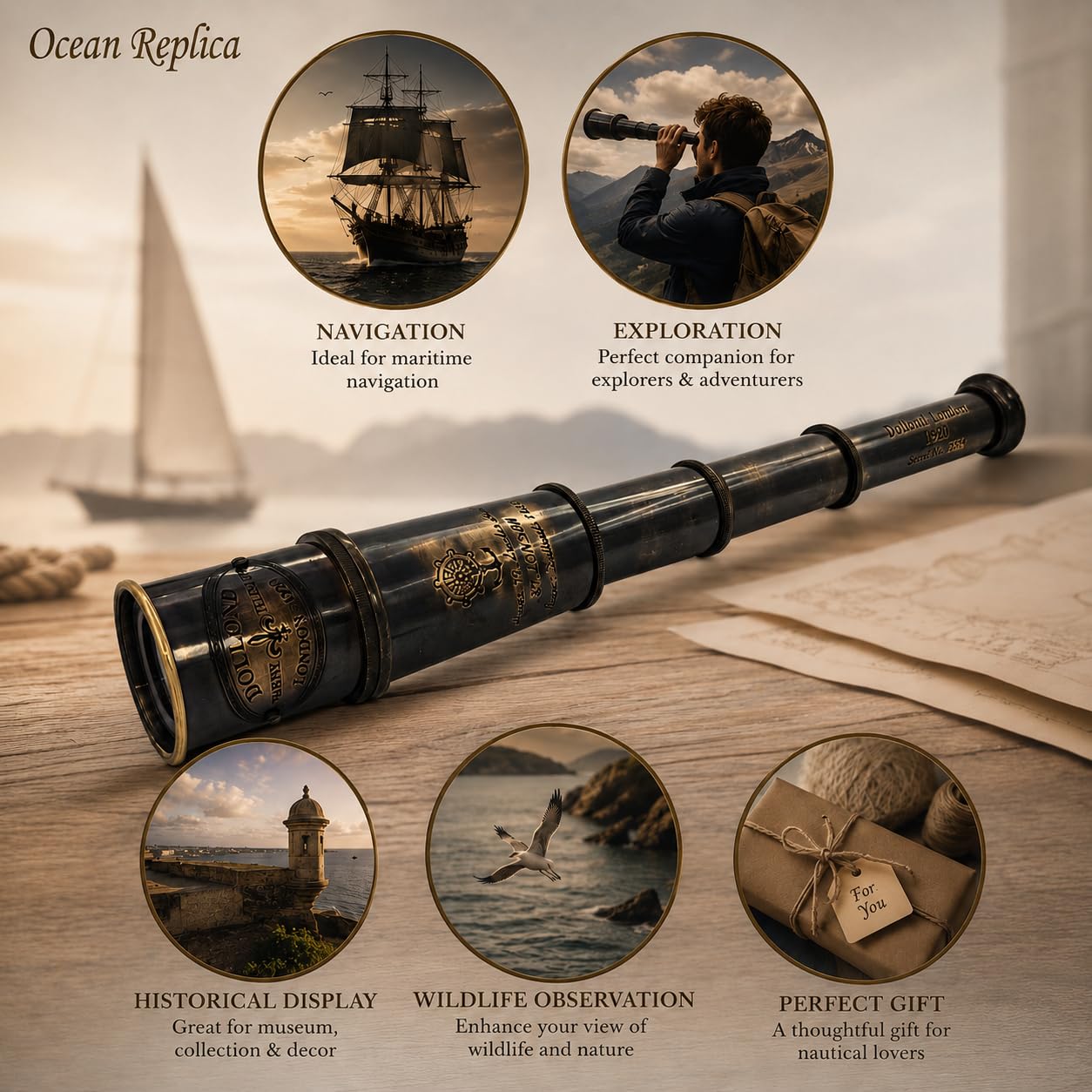 Amazon.com: 1920 Dollond London Brass Maritime Telescope – 15