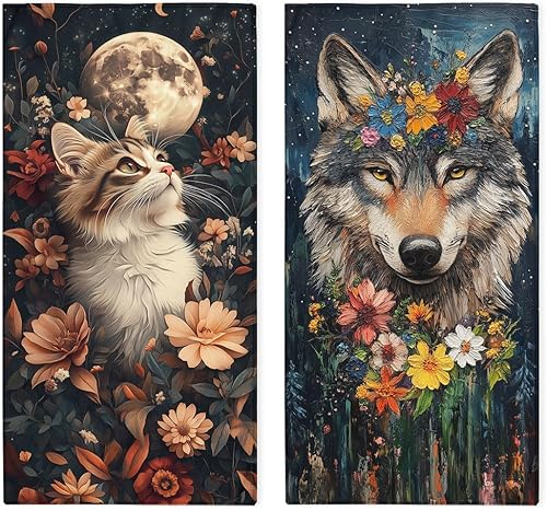 Miniatura 18 de Juego de 2 toallas de mano de mediados de siglo, colores retro atómicos modernos de los años cincuenta, toalla para baño, cocina, ligera, Mediados